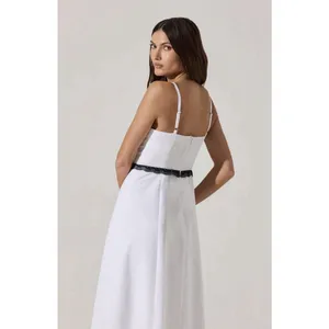 ASTR The Label‎ Lace Contrast Bustier Dress White Black M Medium Midi Cocktail thumbnail 2