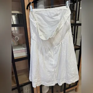 Abercrombie strapless linen mini dress lined fit & flare white bride graduation thumbnail 6