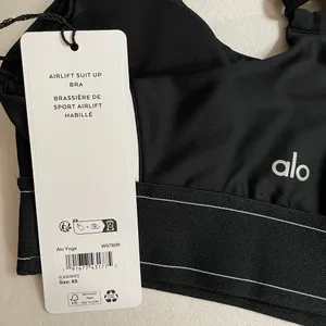 NWT Alo Yoga Airlift Suit Up Removable Pads, adjustable straps Black & White XS thumbnail 10