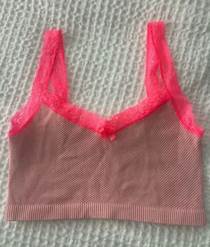 Urban Outfitters light pink with bright pink lace tank top thumbnail 1