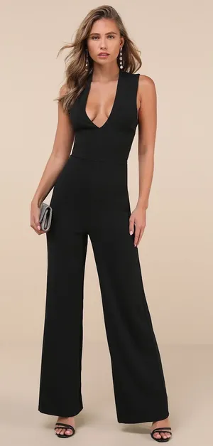NWT Lulus Thinking Out Loud Black Backless Jumpsuit Party Night Out Dinner Sz XS thumbnail 1
