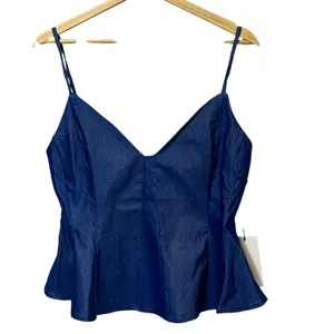 Milk & Honey Womens Indigo Blue 2 Piece Peplum Camisole and Wide Leg Pant Set L thumbnail 5