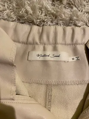 Mustard Seed Faux Leather Shorts Cream thumbnail 3