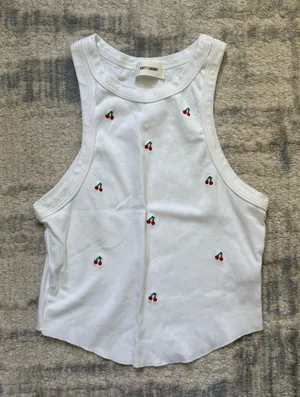 Dirty Laundry White Cherry Embroidered Tank Top thumbnail 1