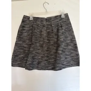 Madewell Pleated Mini Skirt Black White Space Dye Tweed Pockets Chic Size 8 thumbnail 9