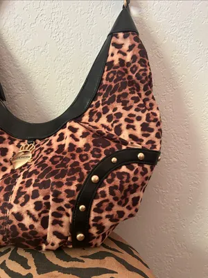 NEW Juicy Couture Retro Glam Boho Leopard Cheetah Shoulder Bag Black Trim thumbnail 2