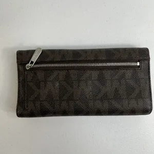 Michael Kors Checkbook Wallet Large Jet Set Travel‎ Signature Brown Monogrammed thumbnail 5