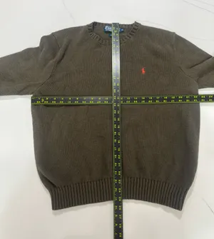 Polo Ralph Lauren Mens XL Brown Olive Cotton Knit Crewneck Sweater Red Pony thumbnail 4