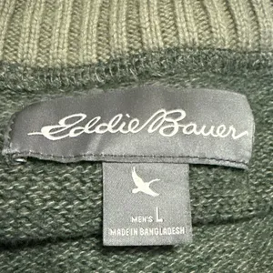 Eddie Bauer Women's Green 1/4 Zip Turtleneck Long Sleeve Pullover Sweater Top L thumbnail 3
