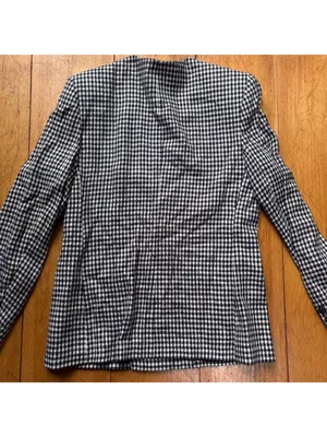 Chic John Meyer Vintage Houndstooth Blazer Black White Preppy Career Jacket thumbnail 10