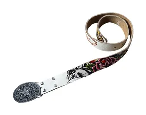 Vintage Ed Hardy White‎ Leather Belt With Star Buckle Size 34 thumbnail 1
