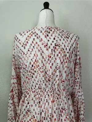 Miss Me Boho Woven Pointelle Lace Up Dolman Sleeves Peasant Top, Sz Medium thumbnail 10