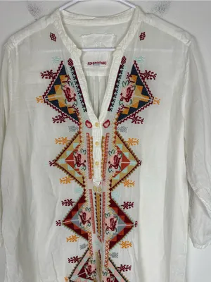 Johnny Was 3J Workshop Embroidered Isadora Tunic Top Women’s Sz L thumbnail 4