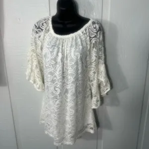 Win Win  White Lace Tunic Size Small/Medium EUC thumbnail 3