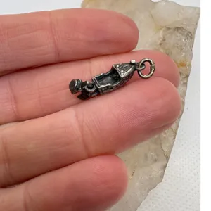 Vintage Sterling Silver Motorboat Charm Movable Rudder Nautical Pendant 1.6g thumbnail 3