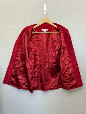 Vintage Pursuits Ltd Red Suede Leather Jacket Blazer Size Large thumbnail 4