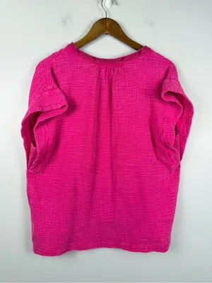 Faherty Dream Cotton Gauze Lucia Top in pink size large thumbnail 7
