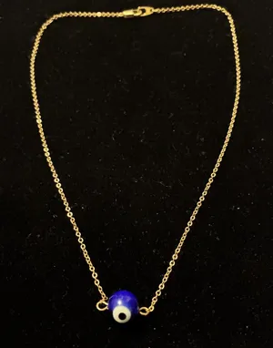 Dainty Blue Evil Eye Protection Necklace – Gold-Toned Chain Amulet 18” thumbnail 1