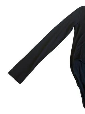 Ganni Software Black Deep V Neck Long Sleeve Fitted Bodysuit Scoop Large Women's thumbnail 5