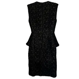 DIANE VON FURSTENBERG Black & Tan Delian Crochet Pebble Lace Peplum‎ Dress EUC 6 thumbnail 6