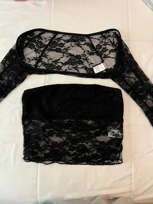 Amazon Black Lace Long Sleeve Top thumbnail 2