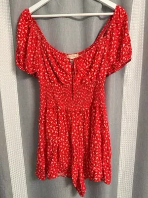 Altar'd State Dress Romper Floral Red thumbnail 1
