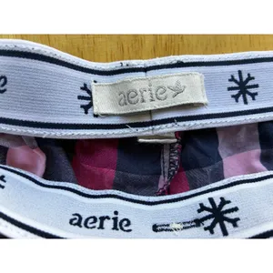 Vintage Y2K Aerie Boxer Pajama Shorts Medium Plaid Pattern Pink Blue White thumbnail 4