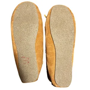 Minnetonka Moccasin Slippers Tan Suede Faux Fur Lined Women's Size 7 thumbnail 3