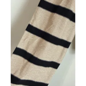 La Ligne Cardigan Women Size S Tan Black Striped Linen Cropped V-Neck thumbnail 12