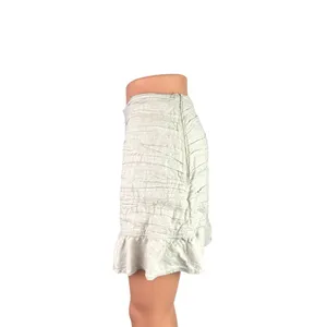 Abercrombie & Fitch Beige Linen Crinkle Ruched Ruffle Pencil Mini Skirt Size M thumbnail 2