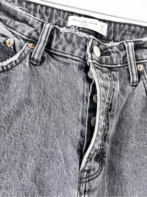 Abercrombie & Fitch High Rise Dad Washed Black Destroy Jeans thumbnail 5