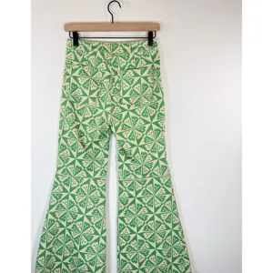 We The Free People Womens Jeans Green Youthquake Printed Crop Flare Boho Size 26 thumbnail 8