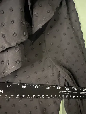 J.Crew Women's Small Black Sheer Swiss Dot Ruffle Neck Blouse Dark fairy dainty thumbnail 9