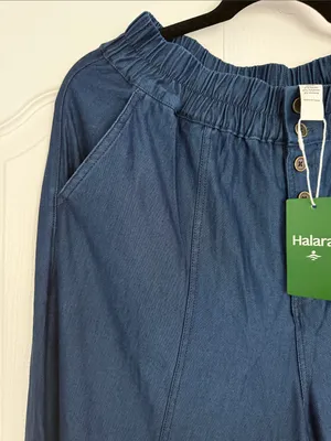 Halara Women’s Navy Wide-Leg Elastic Waist Pants - Medium Regular thumbnail 5