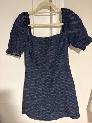 Lulus Polka Dot Denim Mini Dress thumbnail 1