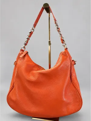 Kate Spade Orange Leather Hobo Shoulder Bag with Chain Strap thumbnail 2
