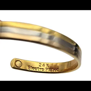 Two toned‎ magnetic healing bracelet 24k gold plated thumbnail 3