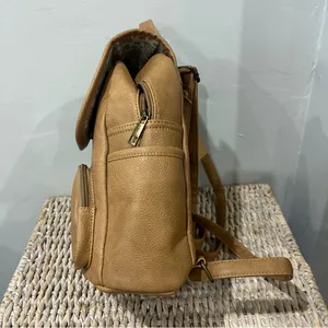 NEW Revive Vegan Backpack Handbag Tan 12” Tall Floral Zip‎ thumbnail 3