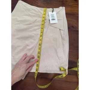 Showpo Kiandra Wrap Mini Skirt Womens Sz 4 Beige Knot Detail Side Zip Lined NWT thumbnail 5