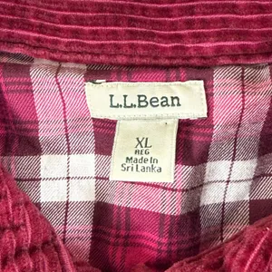 LL Bean Womens XL Maroon Flannel Lined Corduroy Button Front Shirt 273275 thumbnail 2