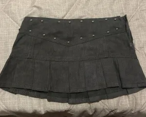 Edikted Black Denim Studded Mini Skirt thumbnail 1