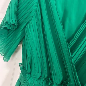 Zara pleated green dress thumbnail 3