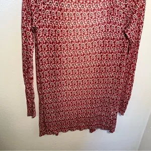 Loft Womens SIze XS Open Duster Cardigan Thin Semi-Sheer Red White Purple Floral thumbnail 11