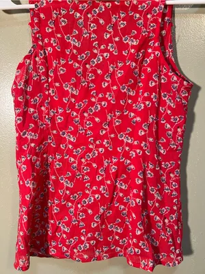 Edme‎ & Esyllte Anthropologie Women's Sleeveless Button Down Blouse Red Floral thumbnail 8