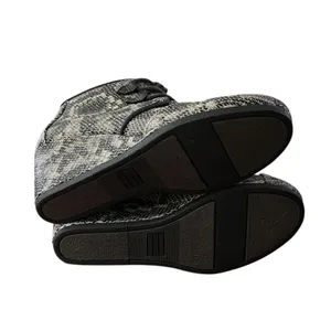 TOMS Boots Womens Sz 8.5 Gray Snake Print Wedge Ankle Lace Up Booties Minimalist thumbnail 5