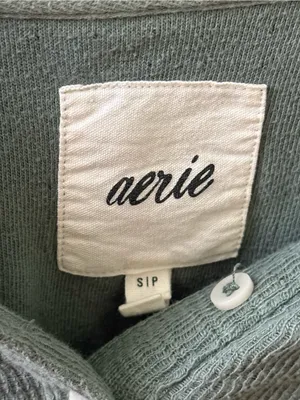 Aerie Happy Snit Henley in Green thumbnail 4