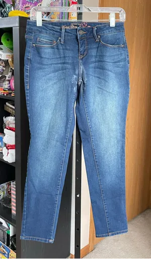 Women's Faded Glory Blue Skinny Jeans 6P with Orange Stitching thumbnail 1