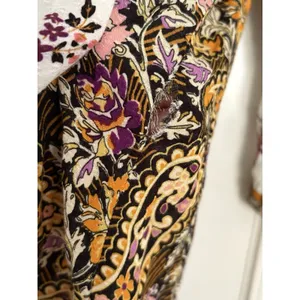Jane + Delancey Tunic‎ Women Small Gold Mixed Floral Paisley Pintuck Button Down thumbnail 7