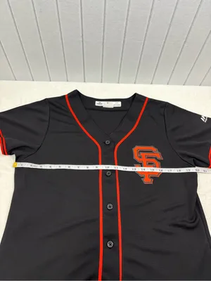 Majestic Black & Orange San Francisco Giants Button-Front Jersey Baseball L thumbnail 5
