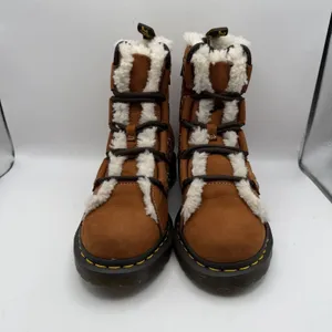 Women's 7 Dr. Martens 1460 Lace to Toe Fur Lined Buttersoft Nubuck Boots Brown‎ thumbnail 2